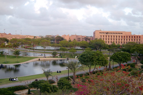 The Aga Khan University and Medical Centre in Karachi built by His Highness the Aga Khan. It pursues excellence in learning to expand minds, and provides outstanding medical facilities to restore health.