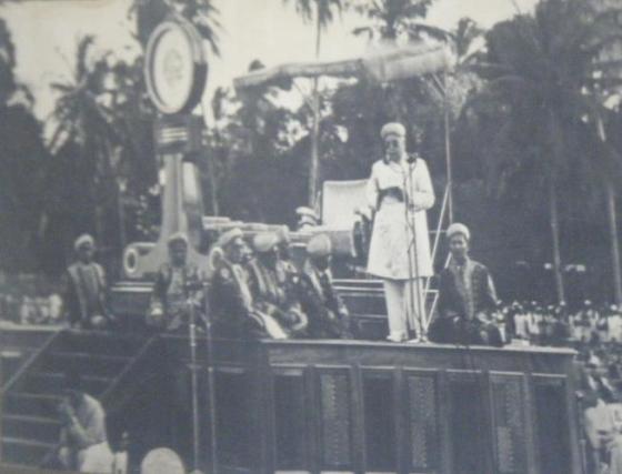 Aga Khan III delivering an address at the Diamond Jubilee in Dar-es-Salaam Aga Khan III delivering an address at the Diamond Jubilee in Dar-es-Salaam