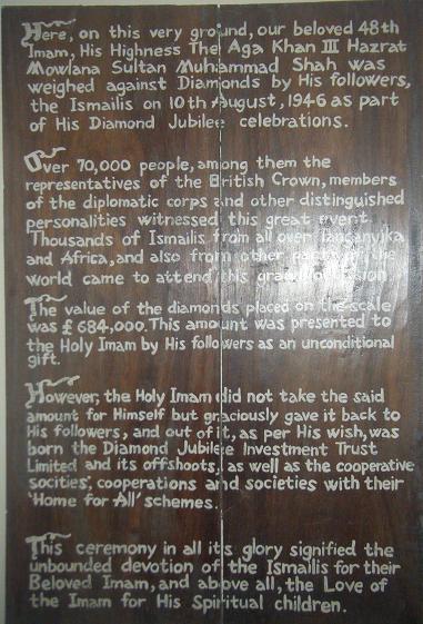 Aga Khan III Diamond Jubilee Plaque