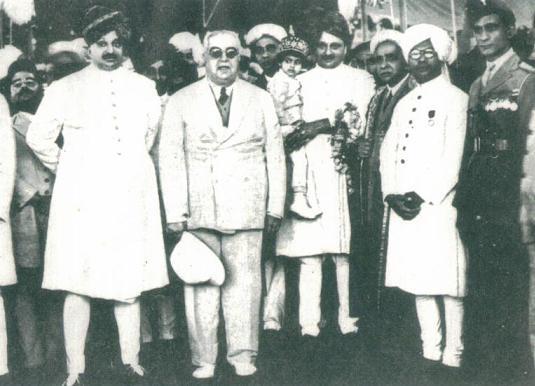 Aga Khan III with Maharajah; Itmadi Kassam in photo