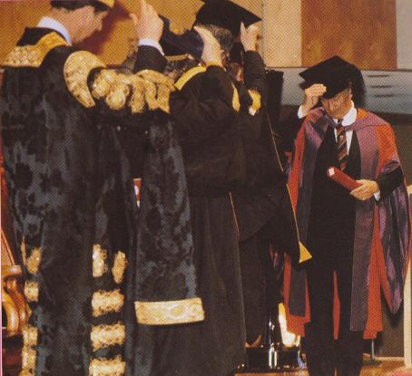 Aga Khan IV, 49th Ismaili Imam, being honoured at the University of Wales, 1993