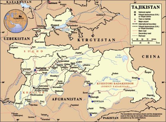 Map of Tajikistan