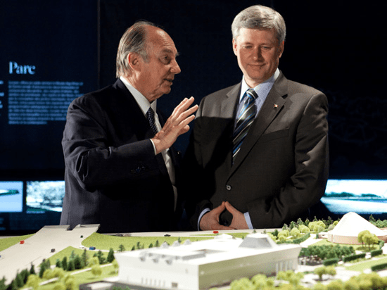 His Highness the Aga Khan and the Prime Minister of Canada at the Plaque Unveiling in Toronto