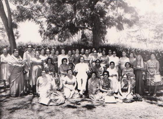 His Highness the Aga Khan with a group of Ismaili ladies
