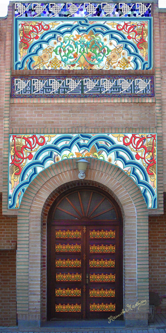 Hamida Madhani's modern rendering of the frontispiece of the Dizbad Jamatkhana in Iran.