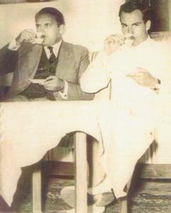 November 18, 1957: Mawlana Hazar Imam having coffee with the District Commissioner of Pemba. Photo: Kamrudin A. Rashid Collection. Copyright.