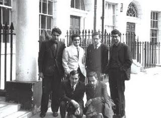 Vali Jamal and friends outside Uganda House in 1962.