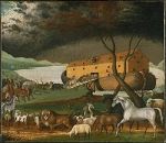 A painting by the American Edward Hicks (1780—1849), showing the animals boarding Noah's Ark in pairs. Image: Wikipedea.