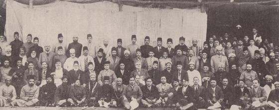 His Highness the Aga Khan with delegates to the All Parties Moslem Conference held in Delhi in Janauary 1929.