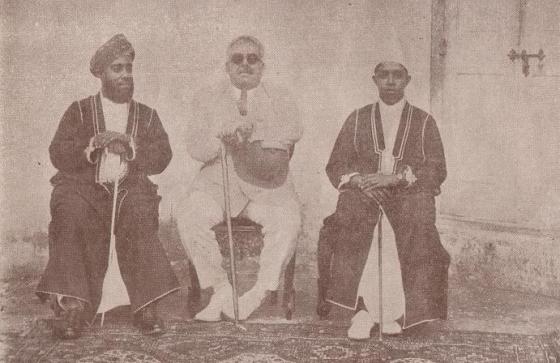 His Highness the Aga Khan with the Sultan of Zanzibar (left) and the Crown Prince of Zanzibar.