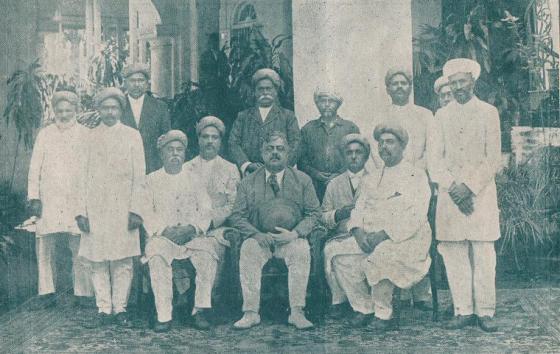 His Highness the Aga Khan III with members of the Poona Ismaili Council.