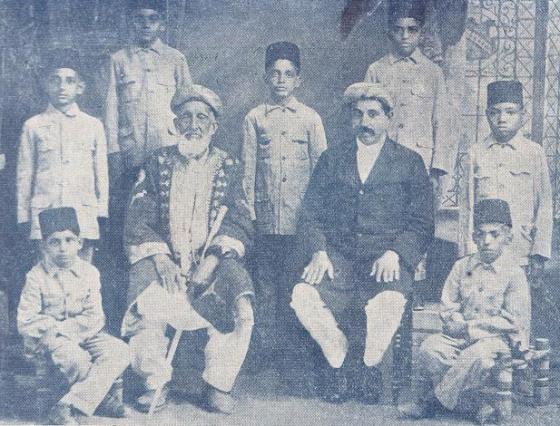 Orphans with Trustees of the Monghibai Orphanage in Zanzibar.