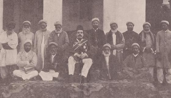 His Highness the Aga Khan with members of the Ismaili Council in Karachi.