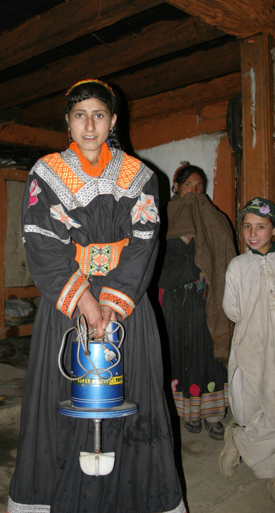 2004 - A Nagar woman with her electric butter churner