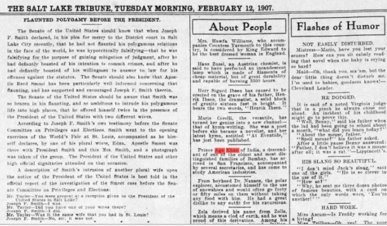 Salt Lake Tribune, February 12, 1907