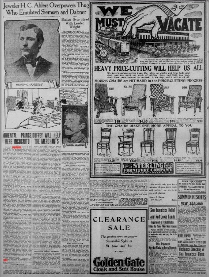 San Francisco Call January 15 1907 Story headlined "Oriental Prince Here Incognito" in the January 15, 1907 edition of the "San Francisco Call" includes remarks by His Highness the Aga Khan. Transcript excepts from the Library of Congress are produced below. Newspaper Image: Library of Congress, USA.