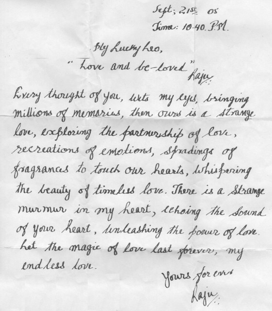 A love letter penned by Rajabali Mecklai in memory of his late wife Maleksultan. Photo: Rajabali Mecklai Family Collection.