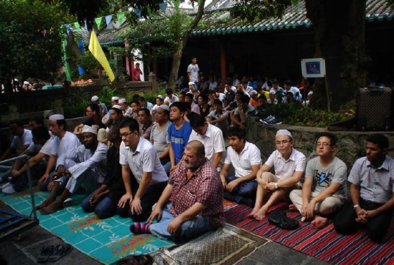 Muslims at the Eid al Fitr prayers at the Huasheing mosque on Thursday, August 7, 2013. Photo: Zulfikar Mulji. Please click for letter from China.
