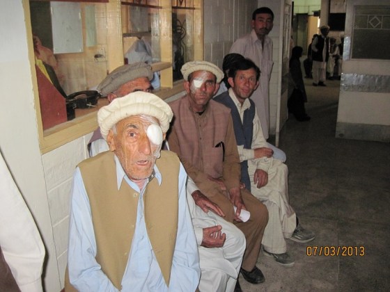 Patients waiting to have the bandages removed. Photo: Badrudin Kurwa. Copyright.