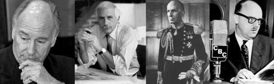 Four of the thirty recipients of the RAIC Gold Medal since the awards began in 1967 - (l to r) His Highness the Aga Khan (2013), Moshe Safdie (1995), the Right Honourable Vincent Massey (1968), and Mayor Jean Drapeau (1967.