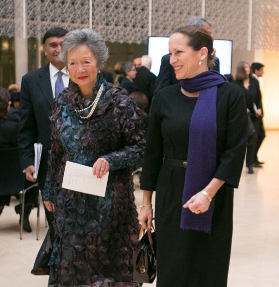 The Right Honourable Adrienne Clarkson (left), Canada's 26th Governor General from 1999-2005, and Princess Zahra Aga Khan, daughter of His Highness the Aga Khan, pictured as they leave for the reception ceremony after the Gold Medal Award ceremony. Photo: © AKDN/Mo Govindji.