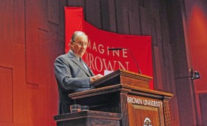 His Highness the Aga Khan delivering Brown University's Ogden lecture