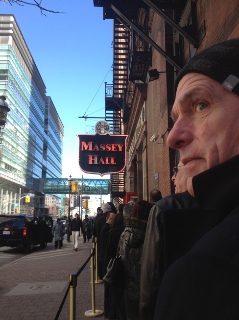 More than 2500 people from all walks of life and from different communities lined up on Friday February 28, 2014, in frigid temperatures outside Toronto's iconic Massey Hall Theatre to attend an event hosted by Prime Minister Stephen Harper in honour of Mawlana Hazar Imam. Photo: Nurin Merchant. Copyright.