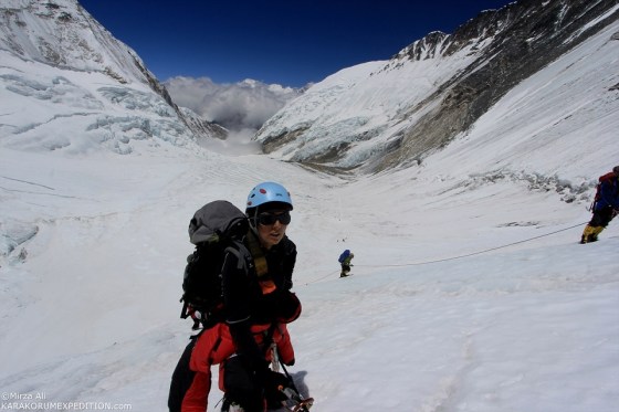 Samina Baig climbing Mt. Everest. Photo: Mirza Ali. Copyright.