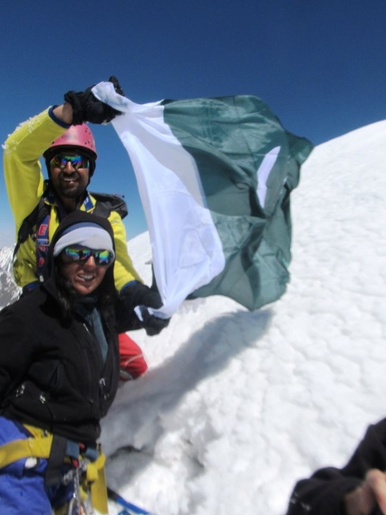 Samina Baig and Mirza Ali on Mt. Everest. Photo: Mirza Ali. Copyright.