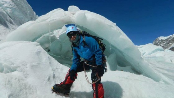 Samina Baig after touching Camp III (7000m) through the Khambu Ice fall, while coming back to base camp at Mt. Everest. Photo: Samina Baig's Facebook page. Copyright.