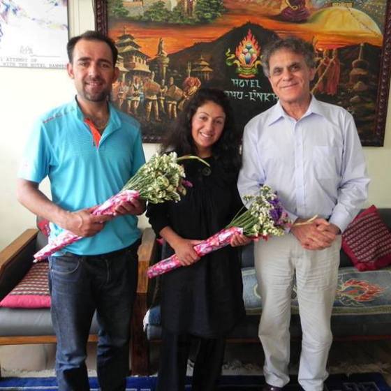 Samina Baig and Mirza Ali pictured with Nazir Sabir (right) in Nepal. Photo: Samina Baig Facebook page. Copyright.