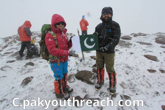 Samina and Mirza Ali at summit of South America's highest mountain in Argentina, Mt. Aconcagua, on December 13, 2013.