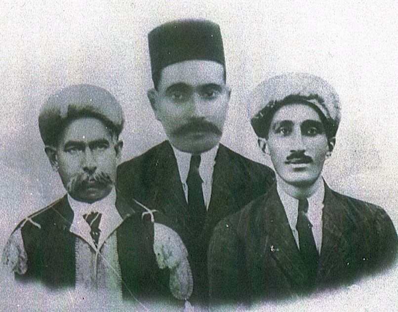 Portraits of the three Shahids, Karmali Dahya, Lalji Ladha and Missionary Khudabaksh Talib (right), who died when their lorry slid into a ditch near Kilosa in 1925. The photo was displayed in the lobbies of jamatkhanas around East Africa at the instruction of the 48th Ismaili Imam, Mawlana Sultan Mahomed Shah, His Highness the Aga Khan (1877-1957). Photo: Anverali Talib Family Collection, Montreal, PQ, Canada. 