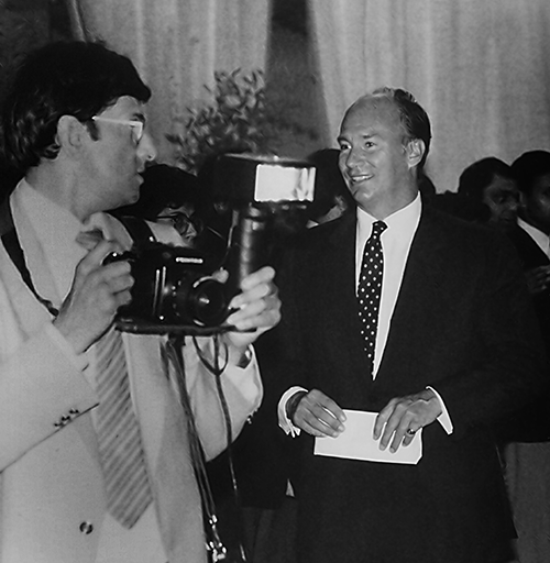 Sarfraz Sadaruddin taking pictures during His Highness the Aga Khan's Vancouver Silver Jubilee visit in 1983.