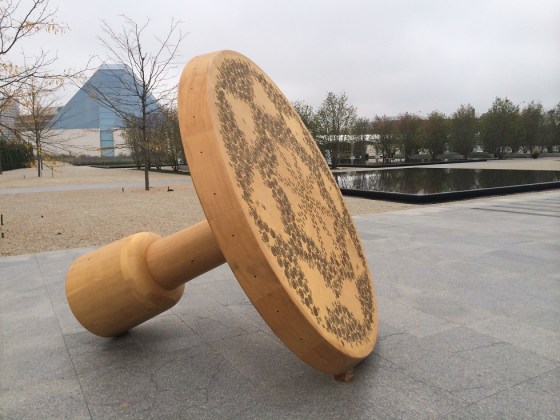 Atif Khan's "One and Other" located just outside the Museum as part of the special exhibit for "The Garden of Ideas." Photo: Malik Merchant/Simerg