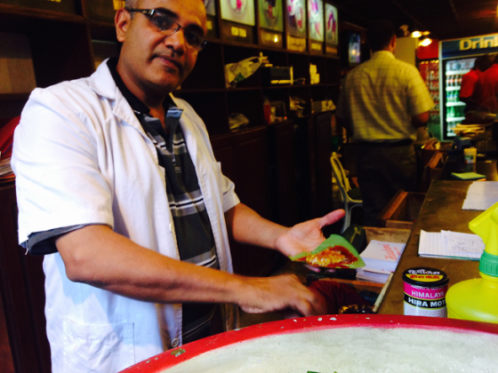 Farouk Panwalla with all the Paan ingredients before the leaf is folded. Photo: Shariffa Keshavjee