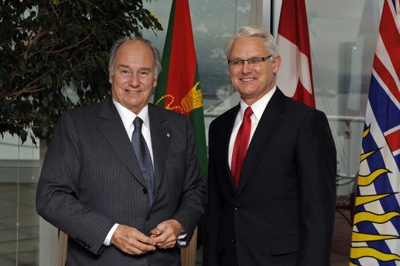 Mawlana Hazar Imam at a luncheon hosted by Premier Gordon Campbell that was attended by community, education and business leaders in honour of Mawlana Hazar Imam's Golden Jubilee visit to British Columbia. Gary Otte
