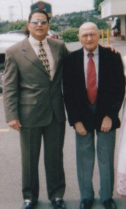 Enoo with his beloved dad in 2005 at the Vancouver mulaqat with Mawlana Hazar Imam. Photo: Enoo archives.