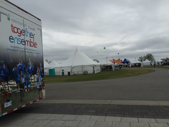The Together Exhibition Bus just metres away from activity tents set up for the Ottawa International Children's Festival. Photo: Malik Merchant/Simerg.