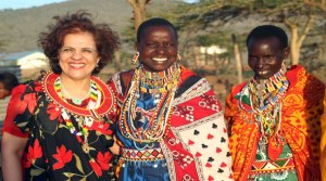 Senator Mobina Jaffer, left, pictured in Kenya.