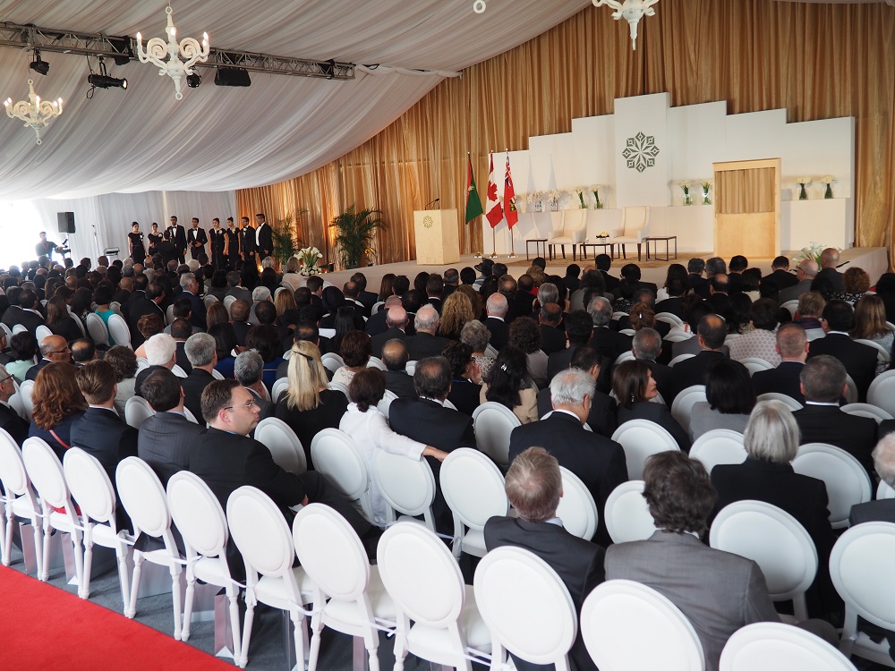 The audience listen to the Ismaili Muslim Choir prior to the arrival of Premier Kathleen Wynne and Mawlana Hazar Imam for the opening ceremony of the Aga Khan Park on May 25, 2015. Photo: Simerg/Malik Merchant