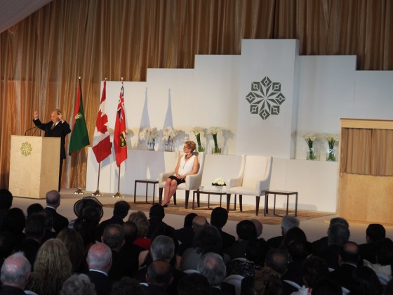 Mawlana Hazar Imam in an animated mood as he shares a joke related to the expulsion of his community from Uganda during the reign of Idi Amin. Photo: Simerg/Malik Merchant. Copyright.
