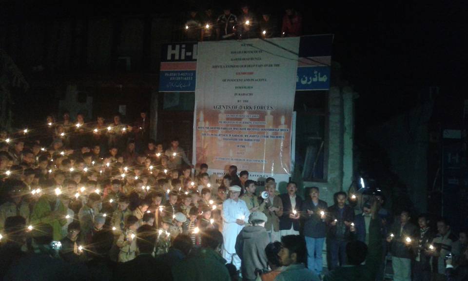 Civil society groups held candle-light vigils in different parts of Gilgit city and Karimabad (Hunza). Photo: Pamirtimes.net
