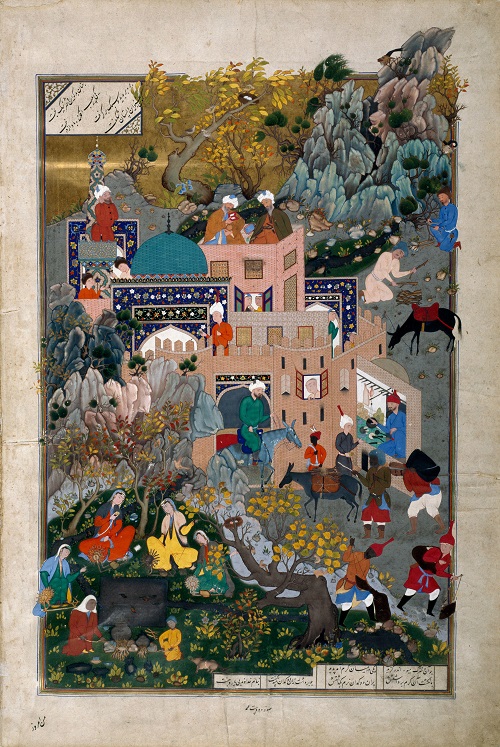 A folio from Shahnameh of Shah Tahmasp depicting the story of Haftvad and the worm. Photo and caption credit: Aga Khan Museum, Toronto, Canada. Copyright.