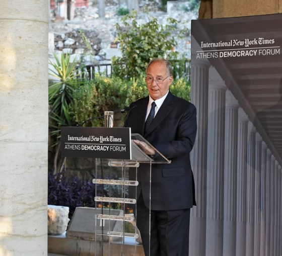 His Highness the Aga Khan delivering the Keynote Address to the 2015 Athens Democracy Forum on September 15, 2015. Photo: AKDN / Gary Otte