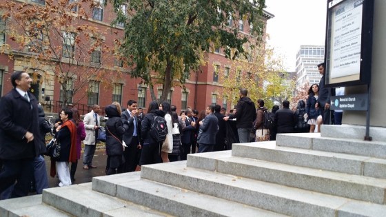 Ticket holders line up to listen to His Highness the Aga Khan at Harvard University on November 12, 2015. Photo: Azeem Maherali.