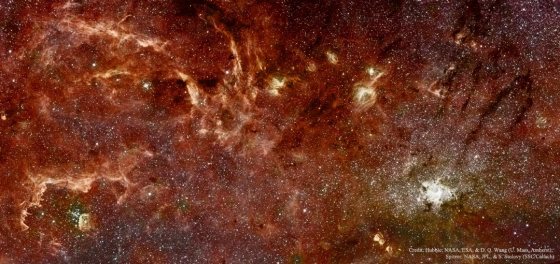 The Galactic Core in Infrared. Credit: Hubble: NASA, ESA, & D. Q. Wang (U. Mass, Amherst); Spitzer: NASA, JPL, & S. Stolovy (SSC/Caltech). Please click on image for BBC Episode , Core. 