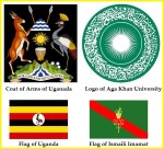 Coat of Arms Uganda, AKU Logo, Flags Uganada and Ismaili Imamat