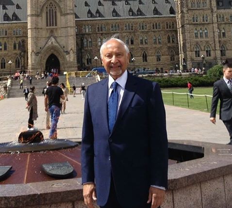 John Nuraney (October 31, 1937 - November 21, 2016) by the Centennial Flame at the Lawn of the Parliament Building in Ottawa. Photo: Facebook page.