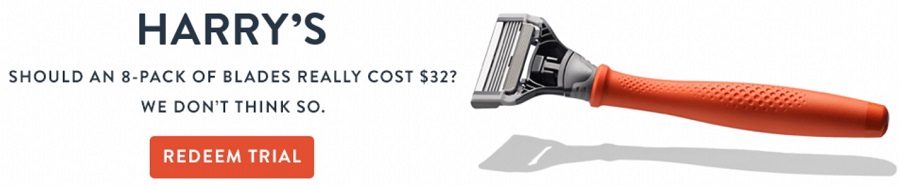 Harry's - a typical promotion ad running in the on-line media